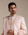 alt message - Manyavar Men Cherry Blossom Pink Floral Patterned Sherwani Set image number 1